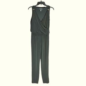 White House Black Market Black Jumpsuit with Metal Detail and Pockets